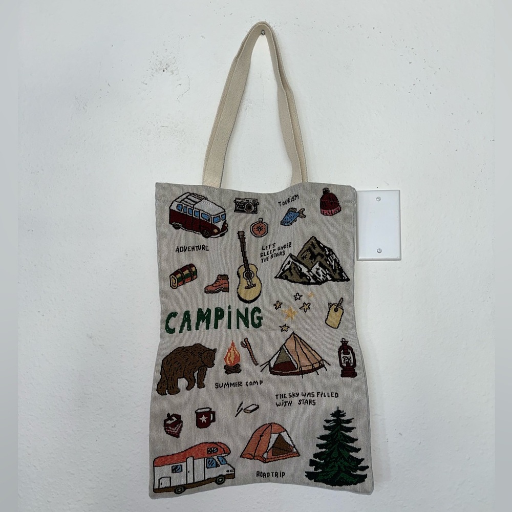Vintage Camping Embroidered Long Tote bag - Picture 3 of 4